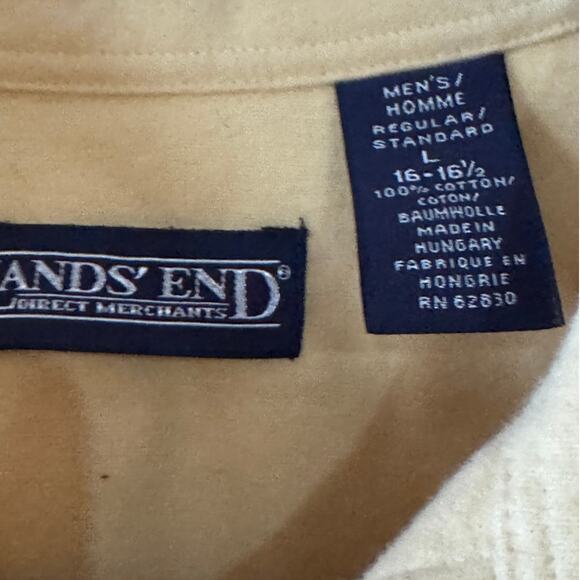 Lands' End Heavy Brushed Cotton Button-Up - L | "Butter Yellow" Flannel-Soft - Picture 4 of 9